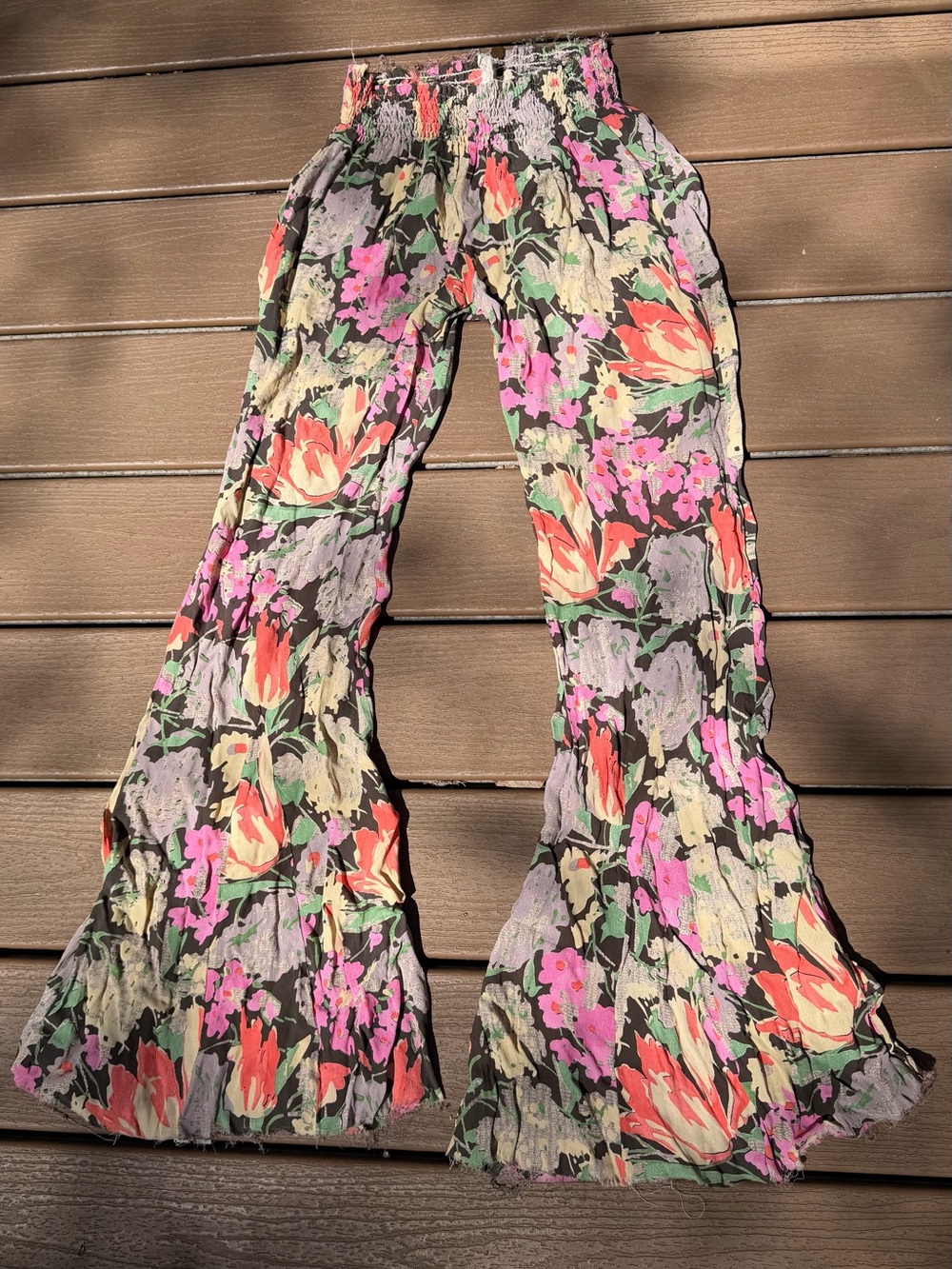 FP one free people floral hippie bell bottoms